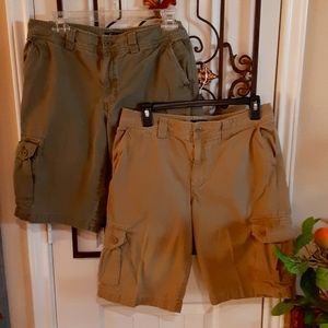 PAIR Polo Ralph Lauren Boy's Ripstop Cargo Shorts Size 20 Khaki & Olive